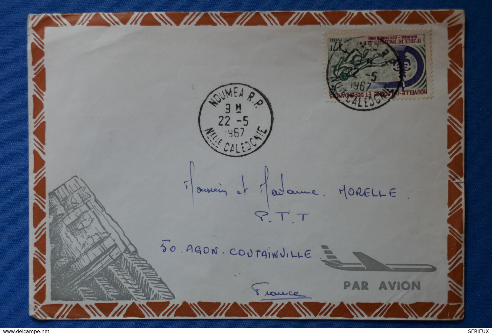 Q4 NOUVELLE CALEDONIE BELLE LETTRE 1967 NOUMEA POUR COUTAINVILLE FRANCE  + AFFRANCHISSEMENT PLAISANT - Lettres & Documents