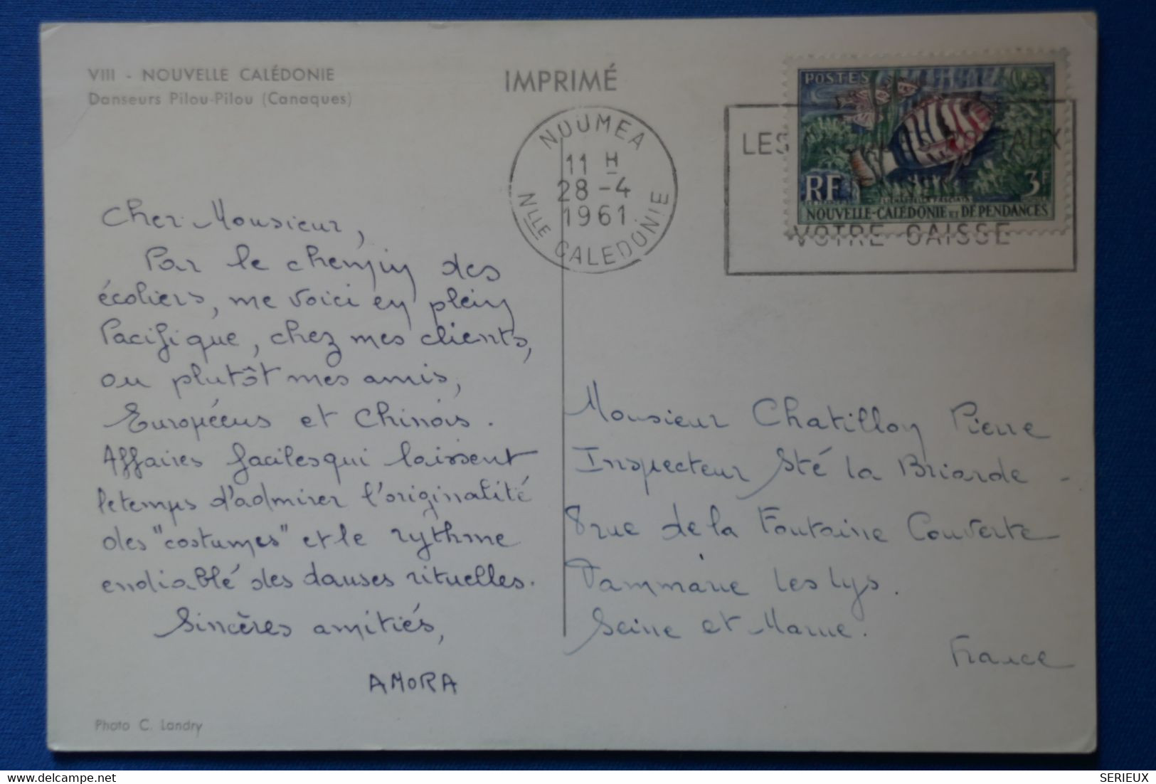 Q4 NOUVELLE CALEDONIE BELLE CARTE 1955 IMPRIME NOUMEA POUR BOHAIN + AFFRANCHISSEMENT PLAISANT - Storia Postale