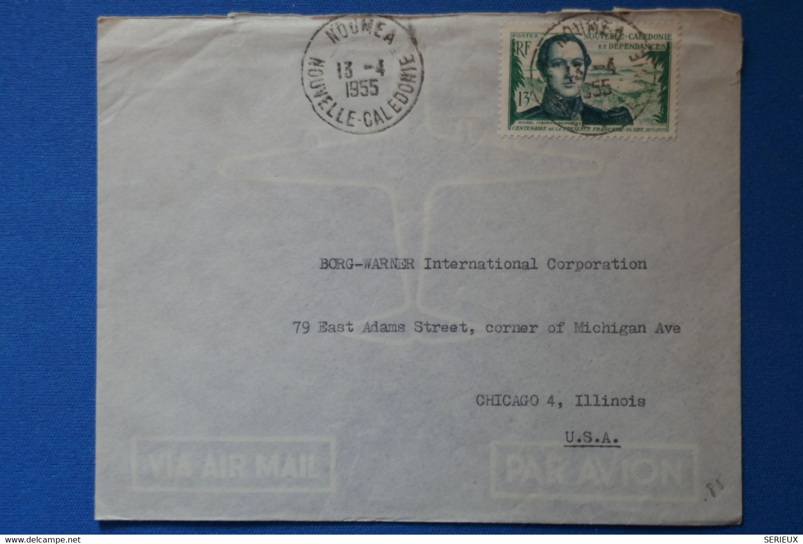 Q4 NOUVELLE CALEDONIE BELLE LETTRE  ASSEZ RARE 1955 NOUMEA POUR CHICAGO USA+ AFFRANCHISSEMENT PLAISANT - Cartas & Documentos