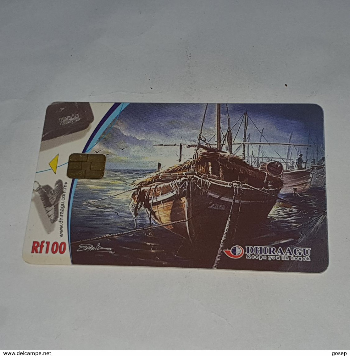 Maldives-(2MLDGIU-MAL-C-20)-ship-(7)-(RF100)-(2MLDGIU06527729)-used Card+1card Prepiad Free - Maldiven