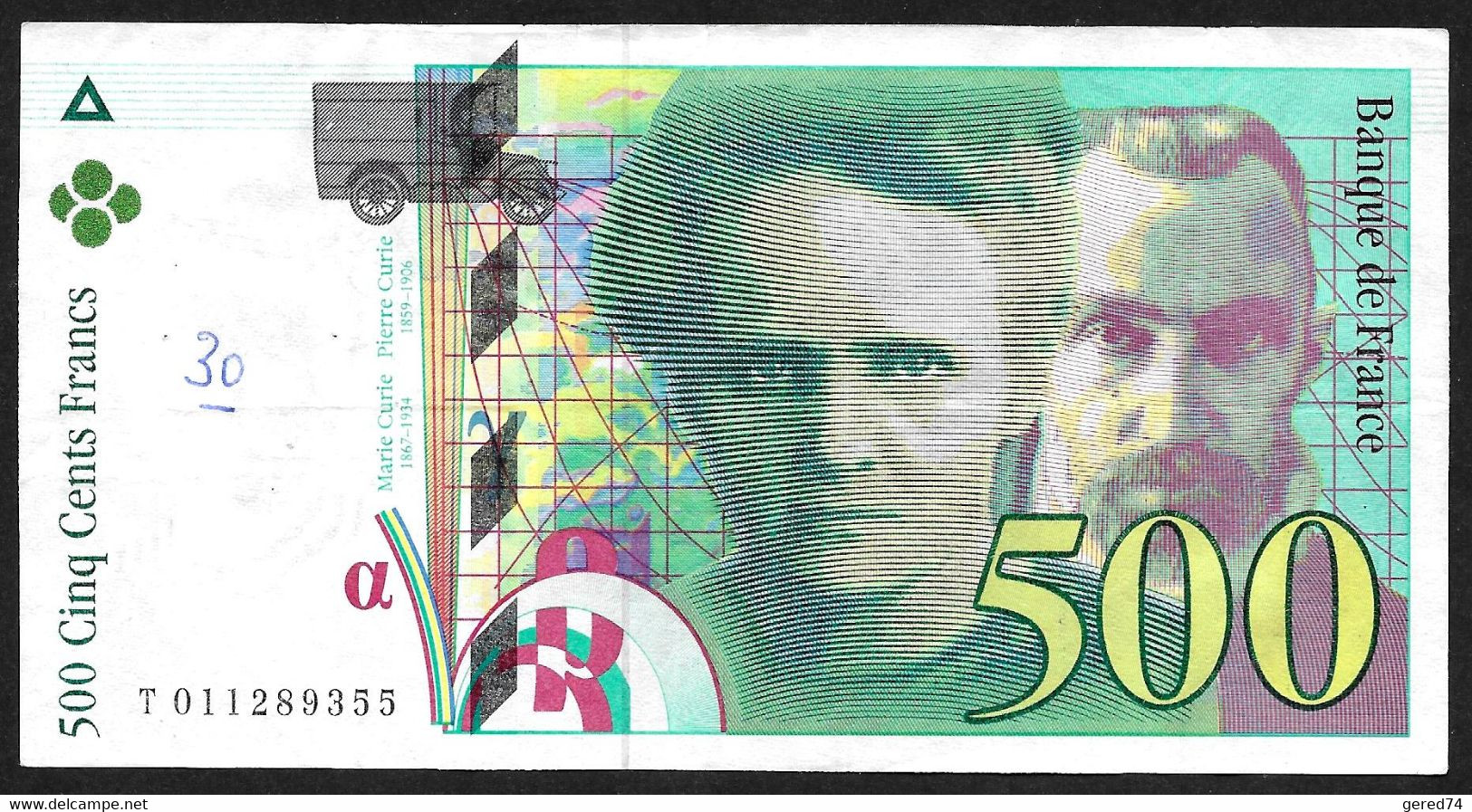 France 500 FF "Curie" : Billet De 1994 - Voir Description - Bel Aspect (3) - 500 F 1994-2000 ''Pierre Et Marie Curie''