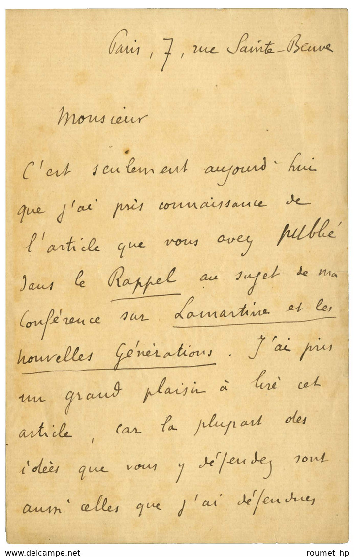 BÉRENGER Henry (1867-1952), Ambassadeur Et Homme Politique. - Other & Unclassified