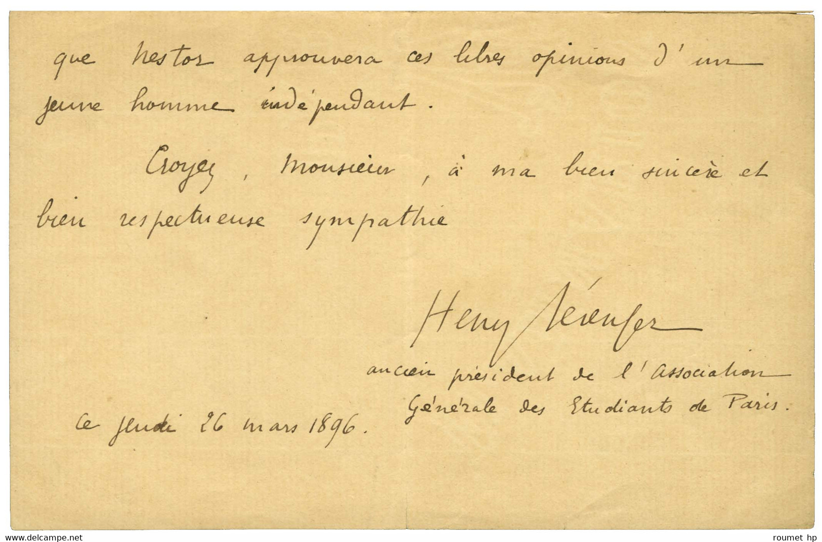 BÉRENGER Henry (1867-1952), Ambassadeur Et Homme Politique. - Other & Unclassified