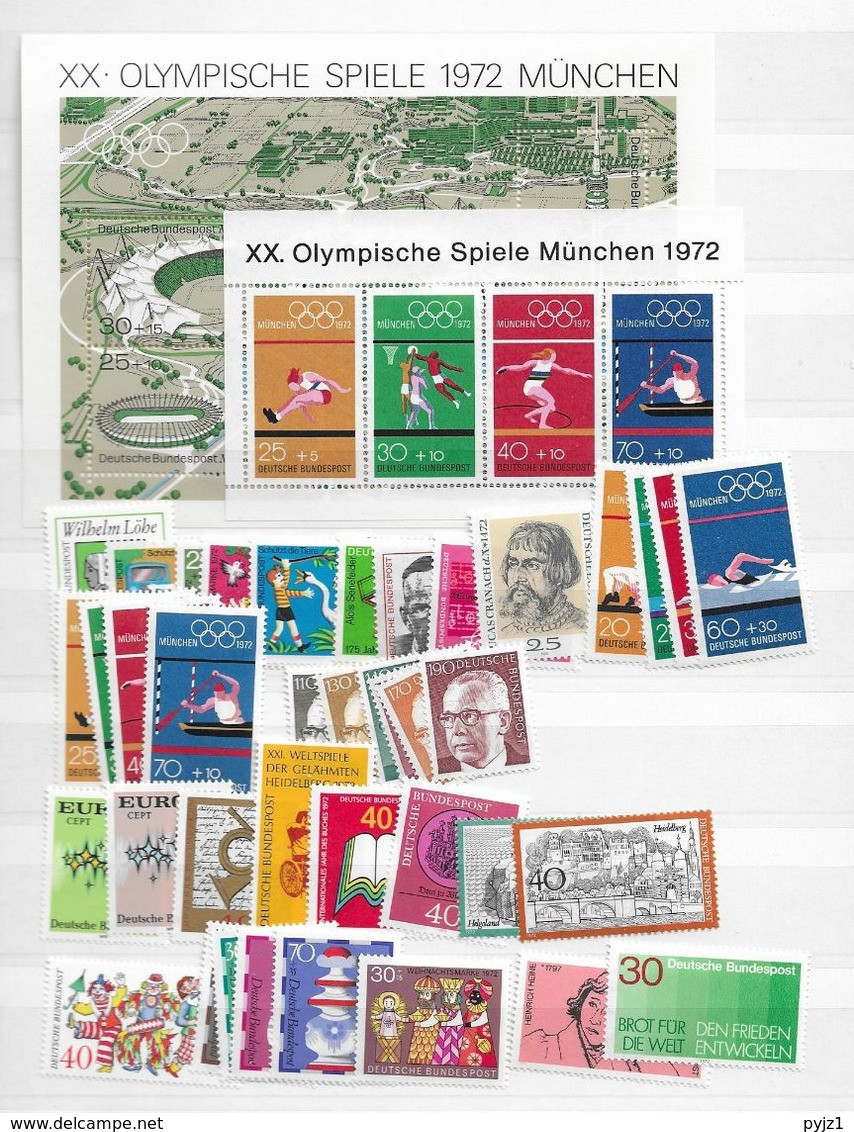 1972 MNH Bund Year Complete Postfris** - Unused Stamps