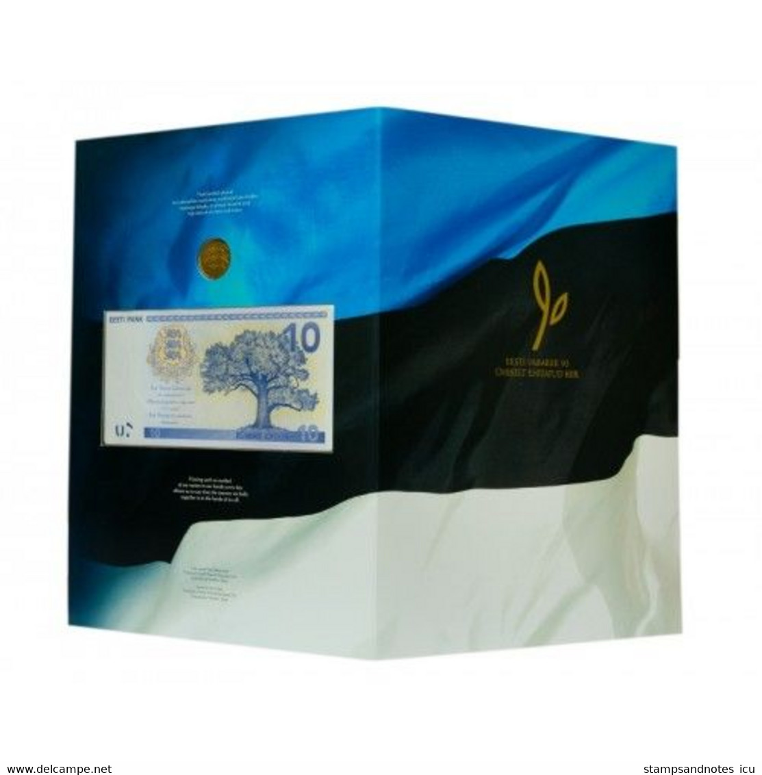 ESTONIA 10 Krooni 2008 P 90 UNC Commemorative In A Folder With 1 Kroon Coin - Estonia