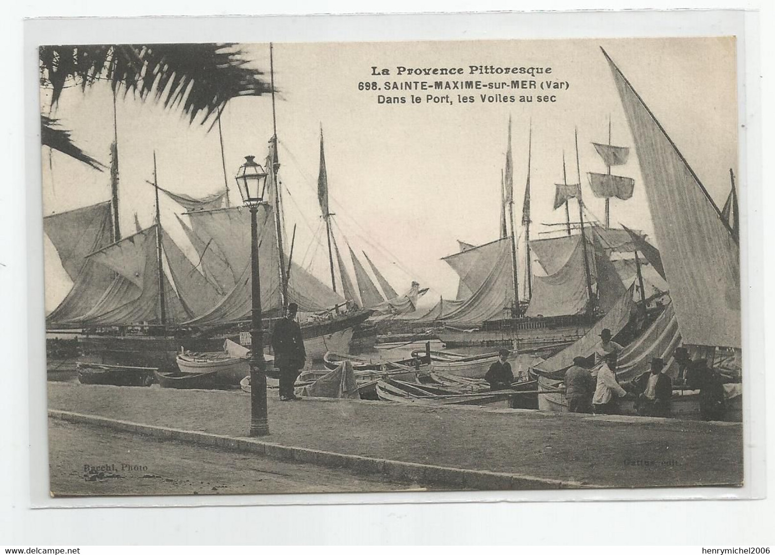 Var 83 Sainte Maxime Sur Mer Dans Le Port Les Voiles Bateaux Voiliers Au Sec 1916 Ed Photo Bacchi - Sainte-Maxime