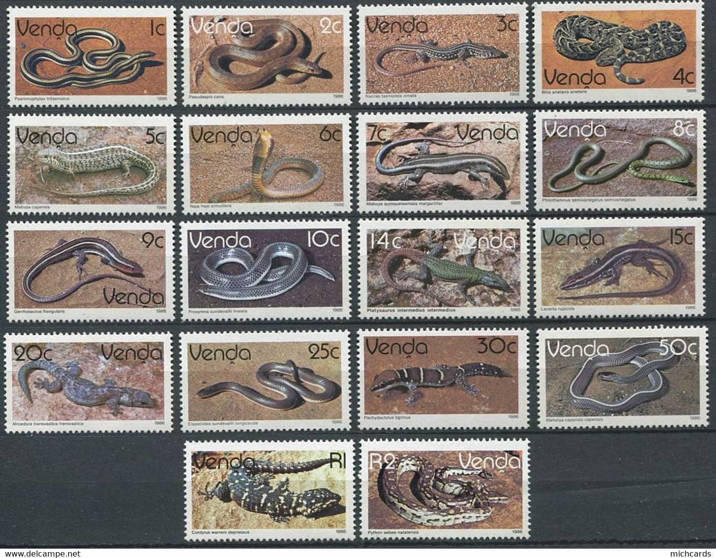 299 VENDA 1986 - Yvert  120/37 - Reptile Serpent - Neuf ** (MNH) Sans Charniere - Venda