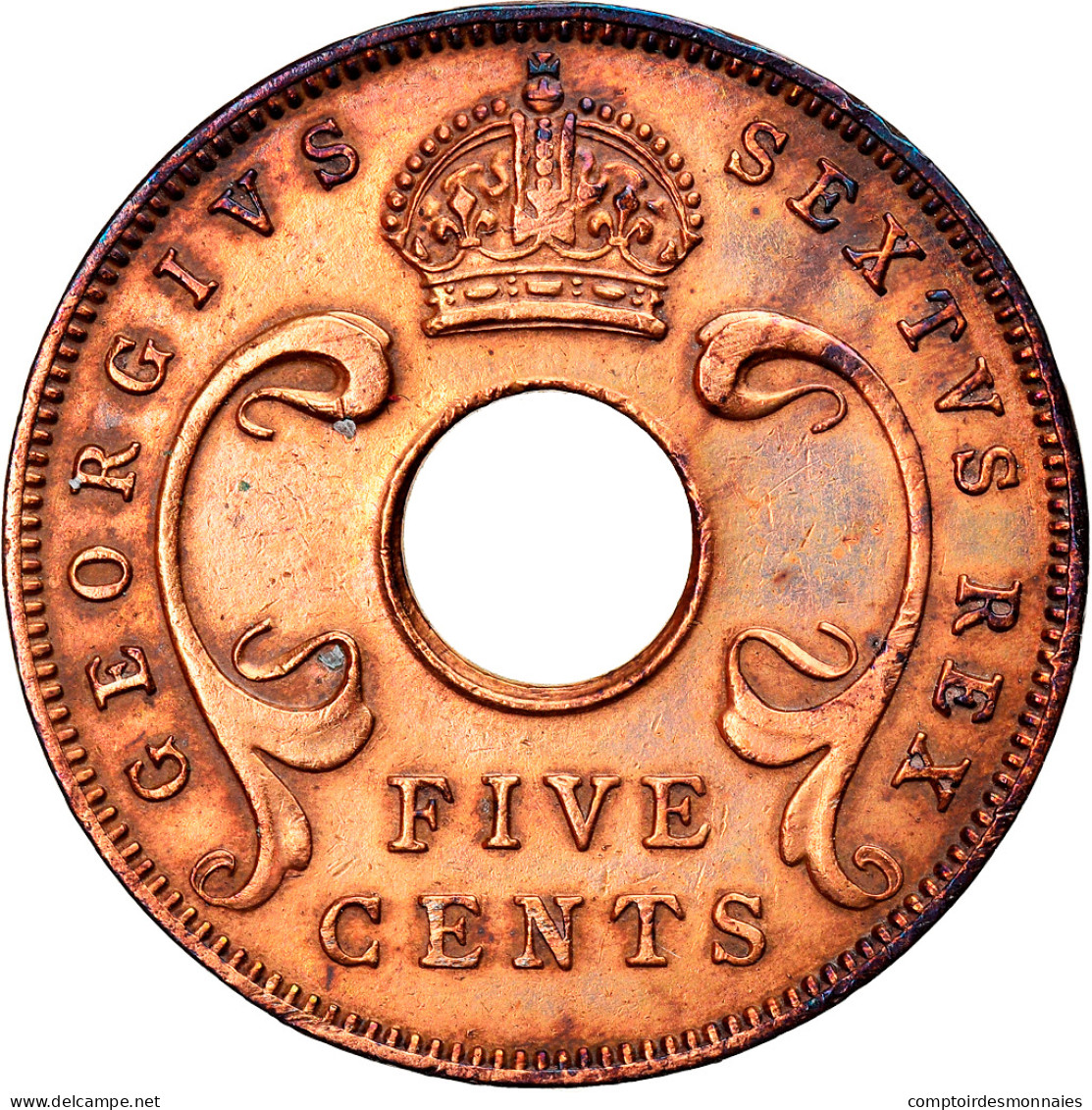 Monnaie, EAST AFRICA, George VI, 5 Cents, 1952, TTB, Bronze, KM:33 - Africa Orientale E Protettorato D'Uganda