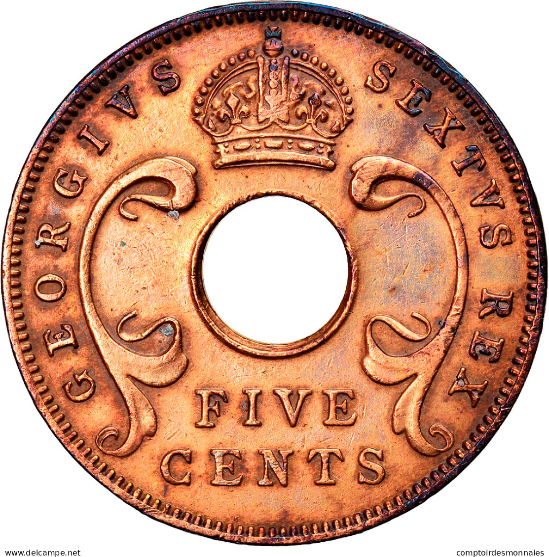 Monnaie, EAST AFRICA, George VI, 5 Cents, 1952, TTB, Bronze, KM:33 - Afrique Orientale & Protectorat D'Ouganda