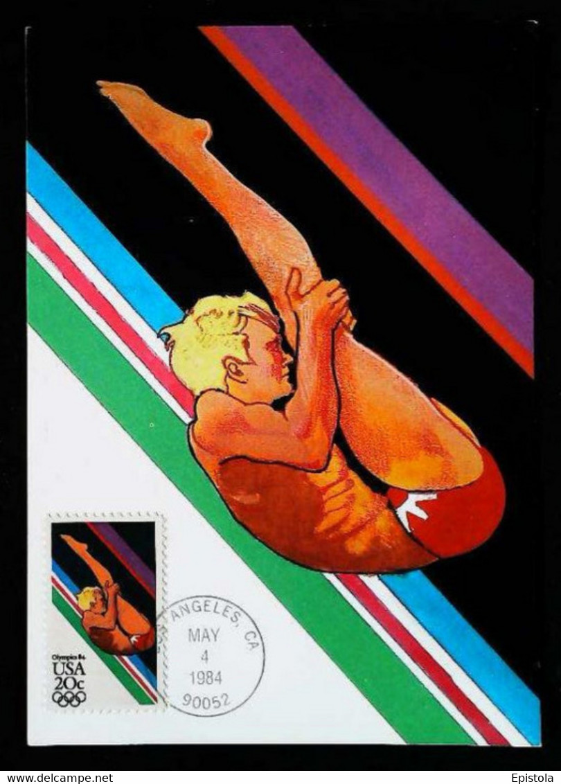 ► Diving - Plongeon -  LOS ANGELES 1984 Olympic Games  - Carte Maximum Card  (U.S.A. 20c) - Duiken