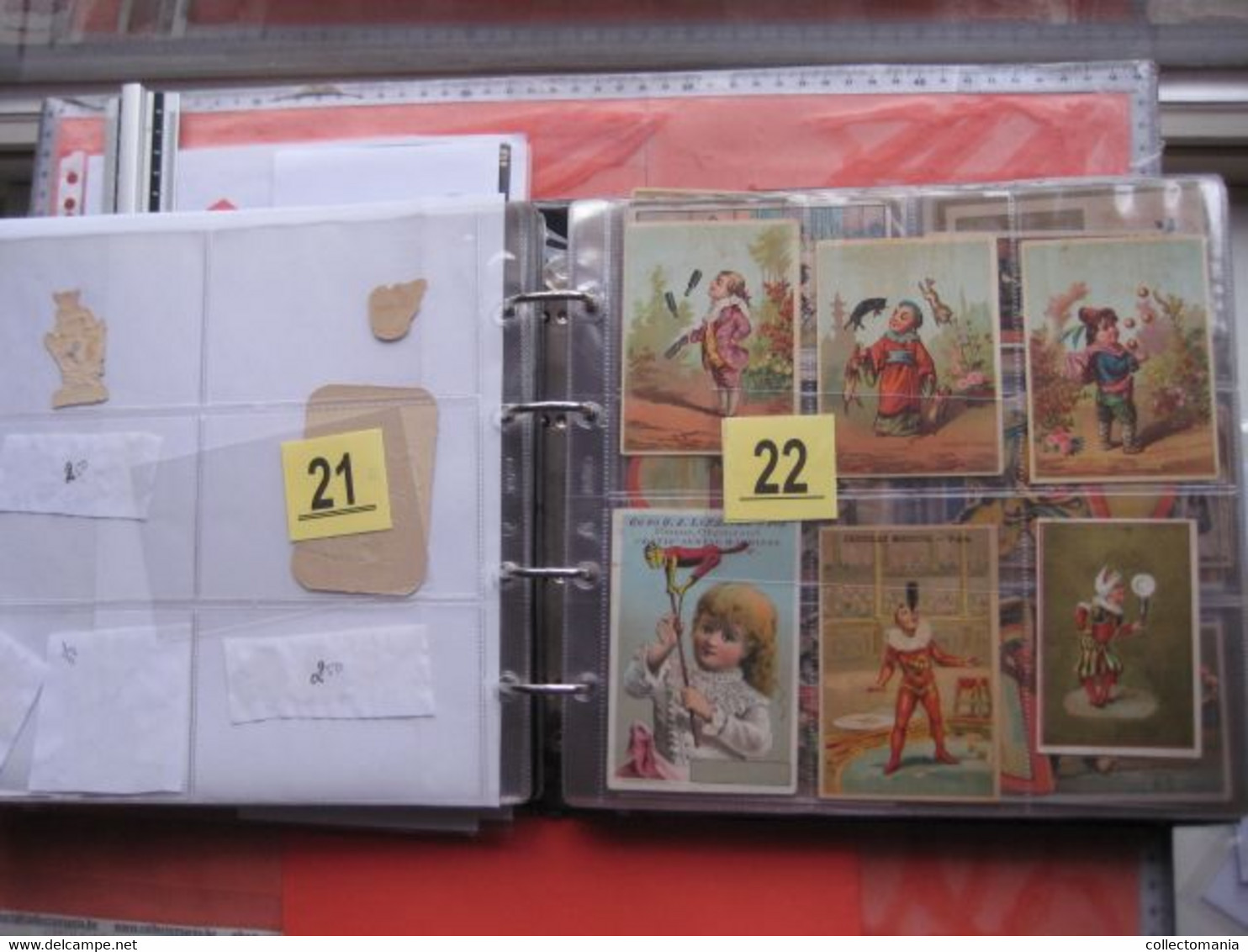 300 chromos in album, CIRCUS clowns, hand press litho cards, many PUB, nice illustrators, some  complete sets, some RRR