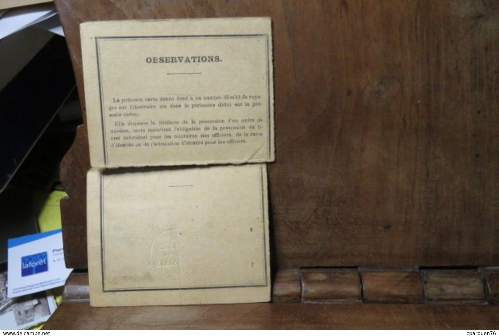 Carte De Circulation Permanente Militaires De L Etat Major 2 Eme Bureau 1940 Ww2 Capitaine De Wint... - Unclassified