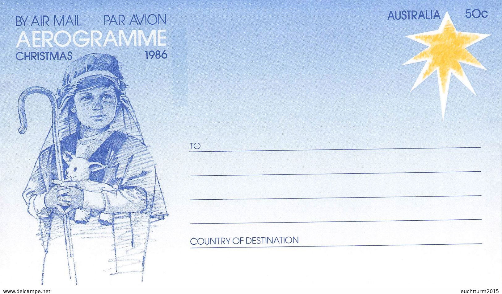 AUSTRALIA - AEROGRAMME 1986 CHRISTMAS MNH #A79 / QE136 - Aerograms