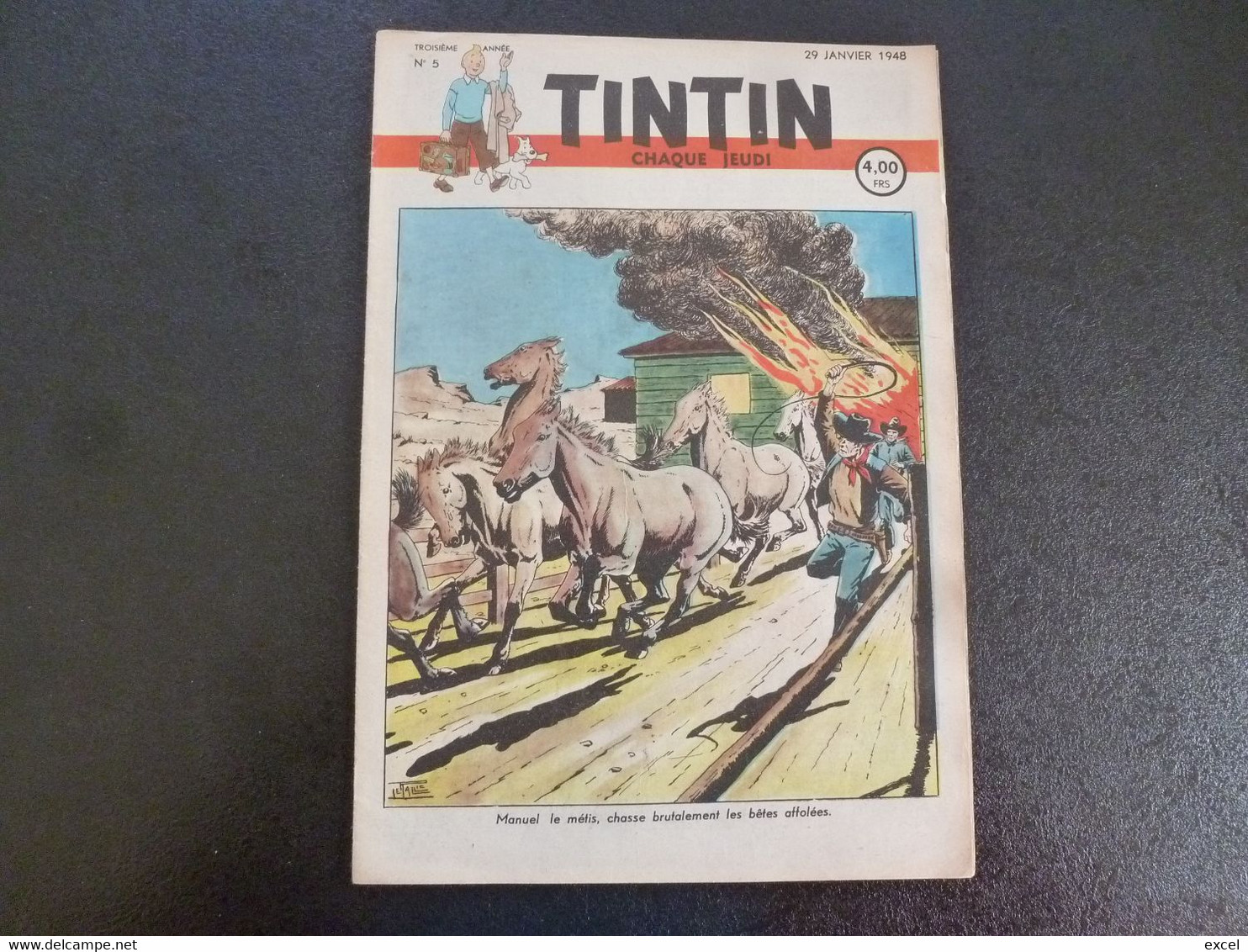 JOURNAL TINTIN N°5 1948 Couverture Le Raillic - Tintin