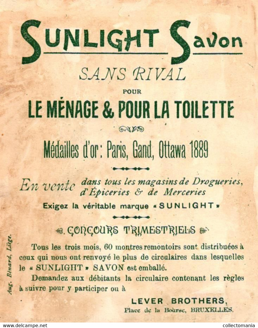 5 Cards Sunlight Savon Lever Brothers  Bruxelles  Lith.Aug. Bénard