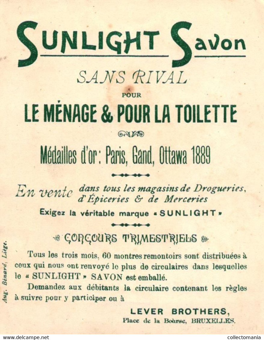 5 Cards Sunlight Savon Lever Brothers  Bruxelles  Lith.Aug. Bénard
