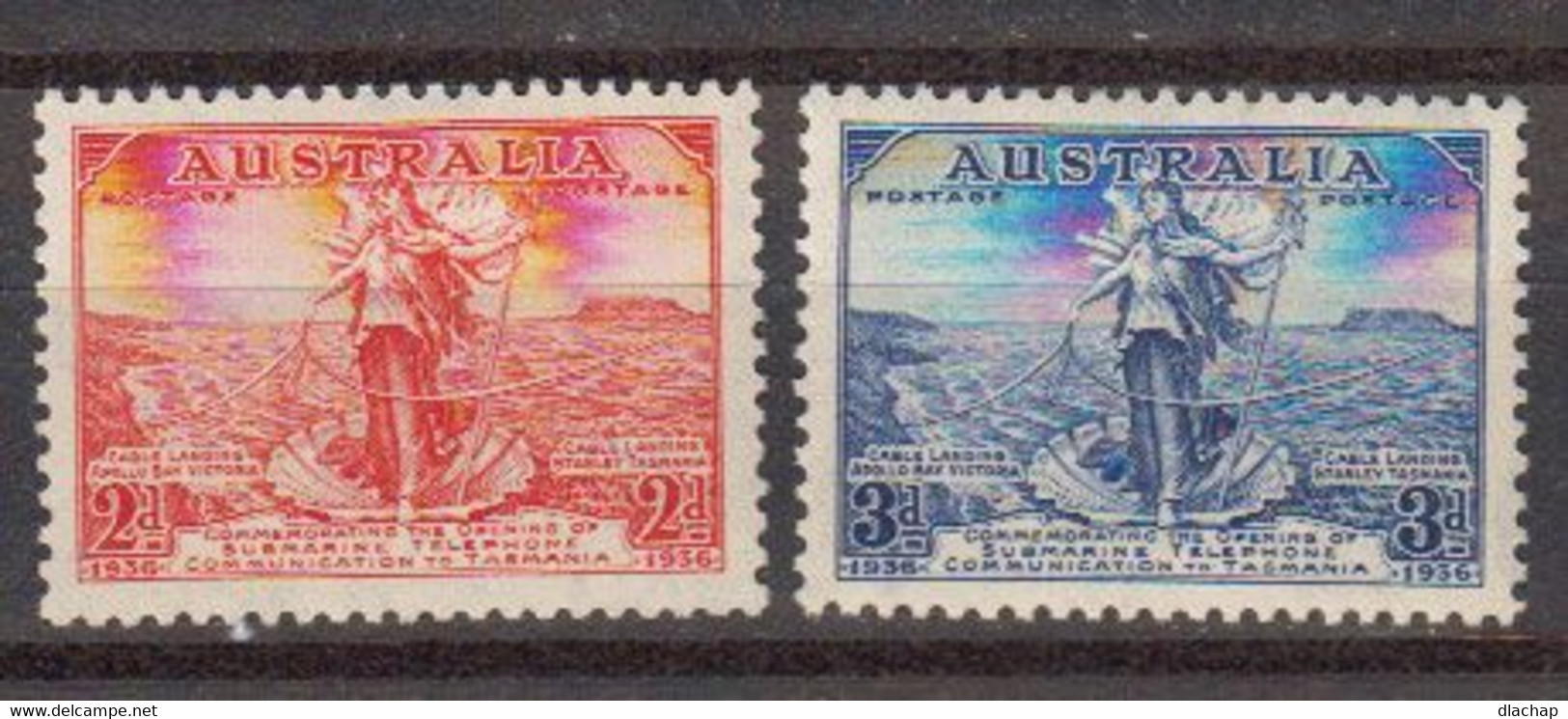 Australie 1936 Yvert 105 / 106 * Neufs Avec Charniere. Inauguration Du Cable Tel. Entre La Tasmanie Et L'Australie - Mint Stamps