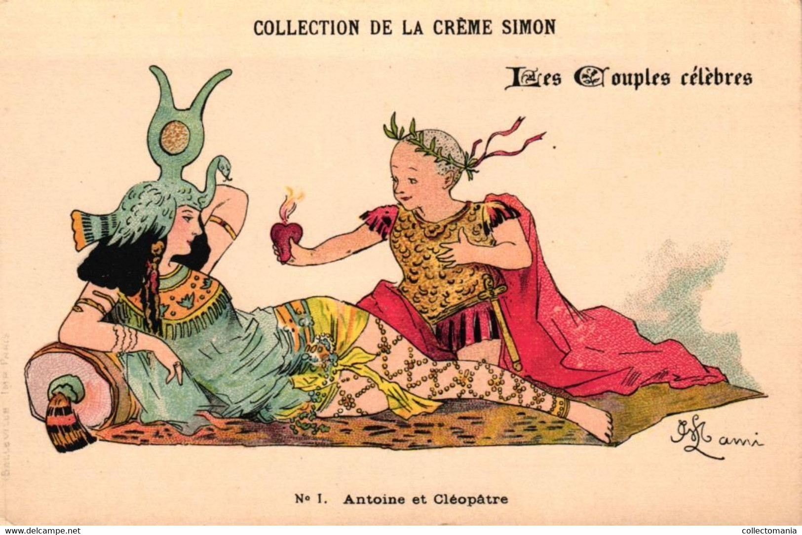8 Cartes Postales  Crème SIMON Les Couples Célèbres  Illustr. Lami - Autres & Non Classés