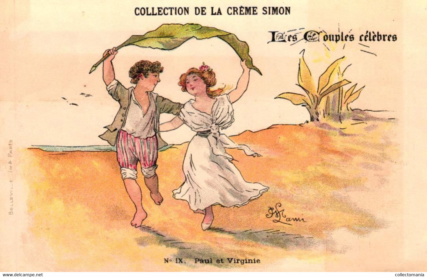 8 Cartes Postales  Crème SIMON Les Couples Célèbres  Illustr. Lami - Andere & Zonder Classificatie