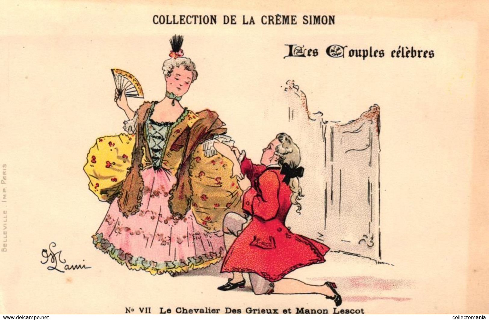 8 Cartes Postales  Crème SIMON Les Couples Célèbres  Illustr. Lami - Sonstige & Ohne Zuordnung