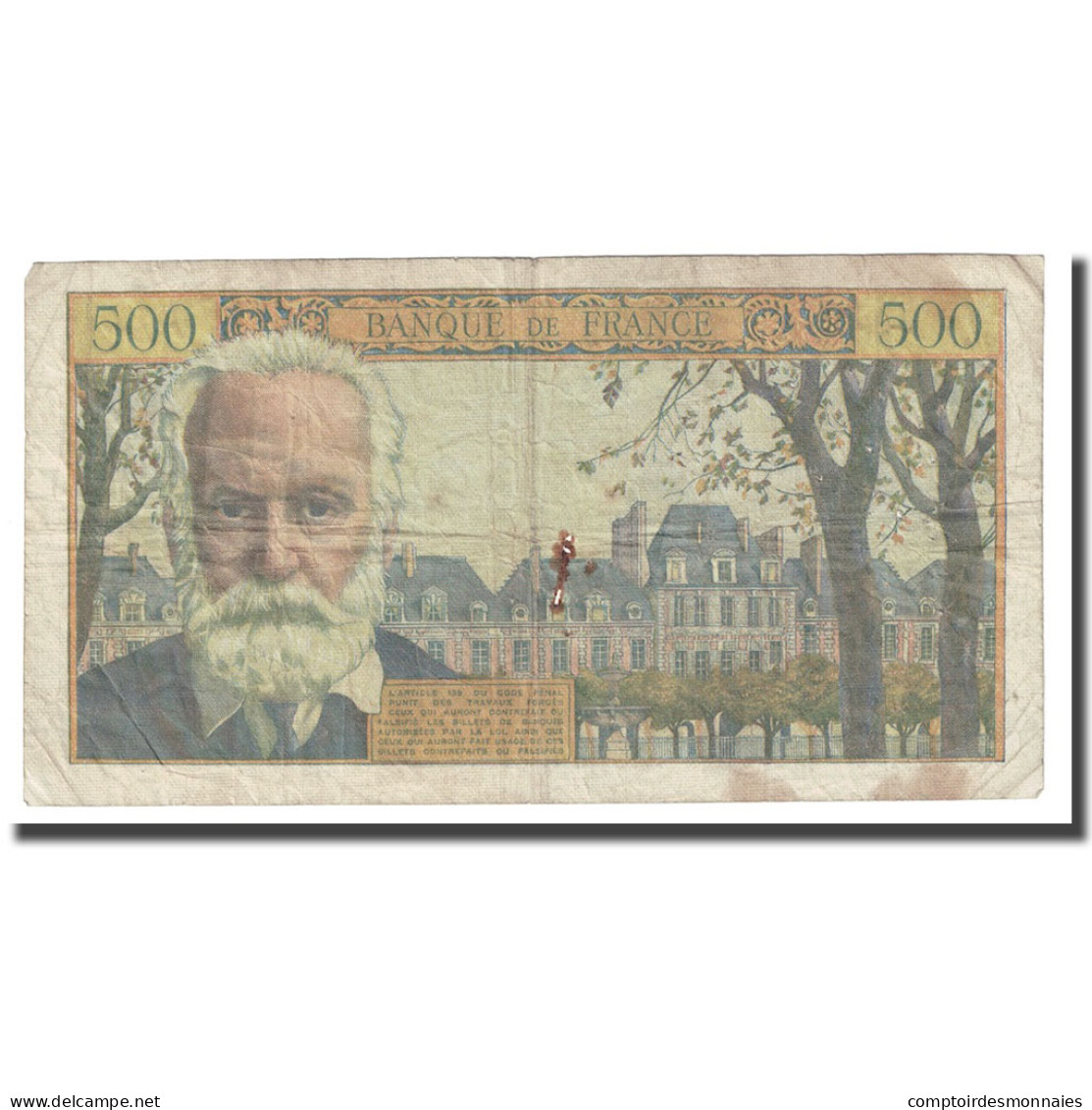 France, 500 Francs, Victor Hugo, 1958, 1958-02-06, TB+, Fayette:35.8, KM:133b - 500 F 1954-1958 ''Victor Hugo''