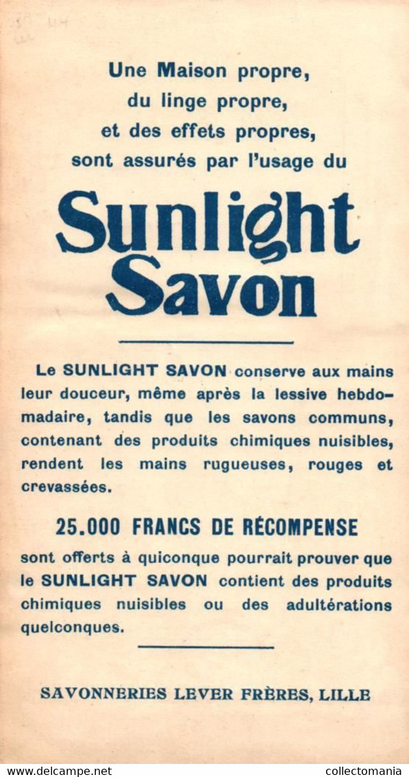 1 Carte SUNLIGHT Avant Tout Police Agent Savonneries Lever Frères Lille Imp. Delemar - Altri & Non Classificati