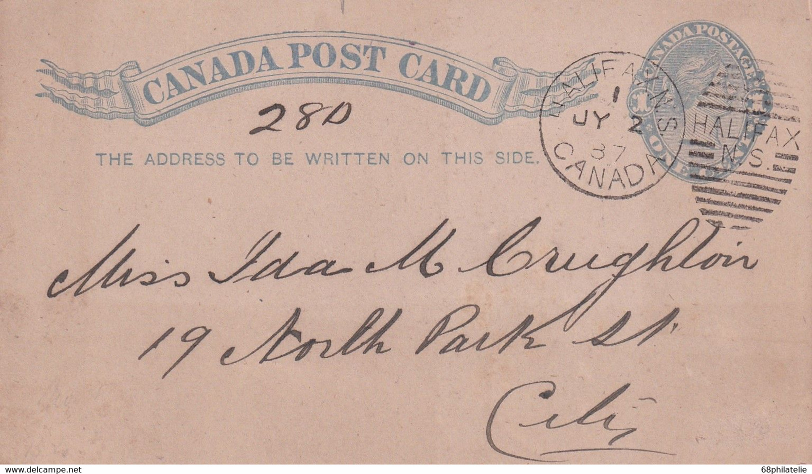 CANADA  1887  ENTIER POSTAL/GANZSACHE/POSTAL STATIONARY  CARTE DE HALIFAX - 1860-1899 Regering Van Victoria