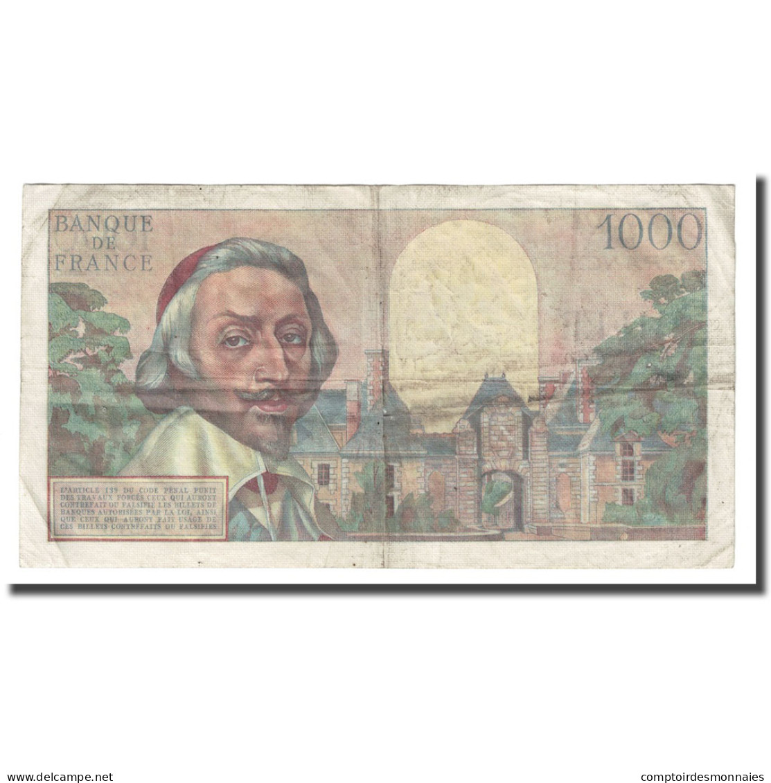 France, 1000 Francs, Richelieu, 1956, 1956-10-04, TTB, Fayette:42.22, KM:134a - 1 000 F 1953-1957 ''Richelieu''