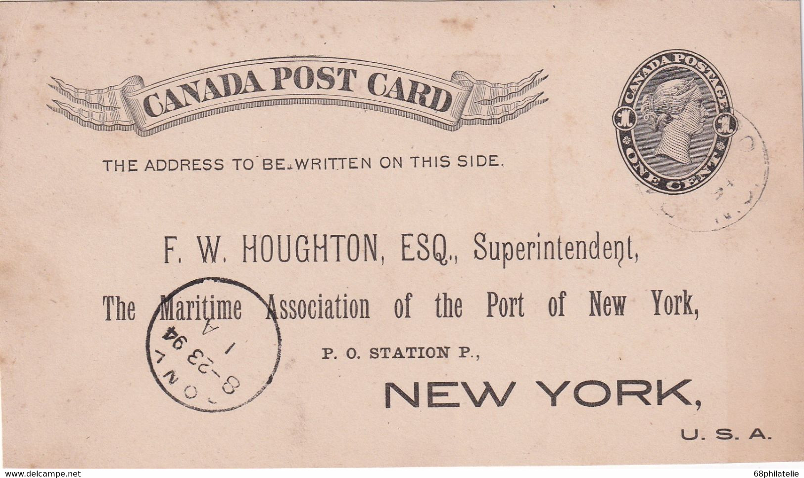 CANADA 1894  ENTIER POSTAL/GANZSACHE/POSTAL STATIONARY  CARTE - 1860-1899 Reign Of Victoria