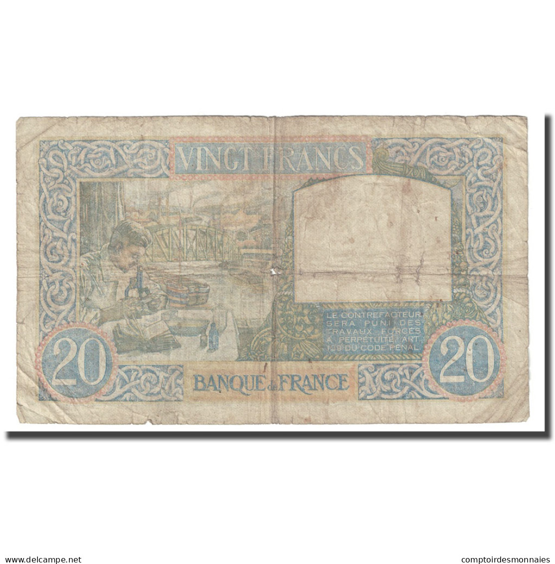 France, 20 Francs, Science Et Travail, 1940, 1940-10-17, TB, Fayette:12.9 - 20 F 1939-1942 ''Science Et Travail''