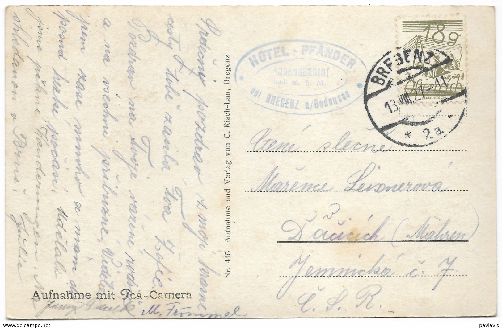 Foto Karte: Luftbild – Deutsches Ufer / German Shore – Lindau (Bodensee) – With A Stamp – Year 1927 - Schwabach