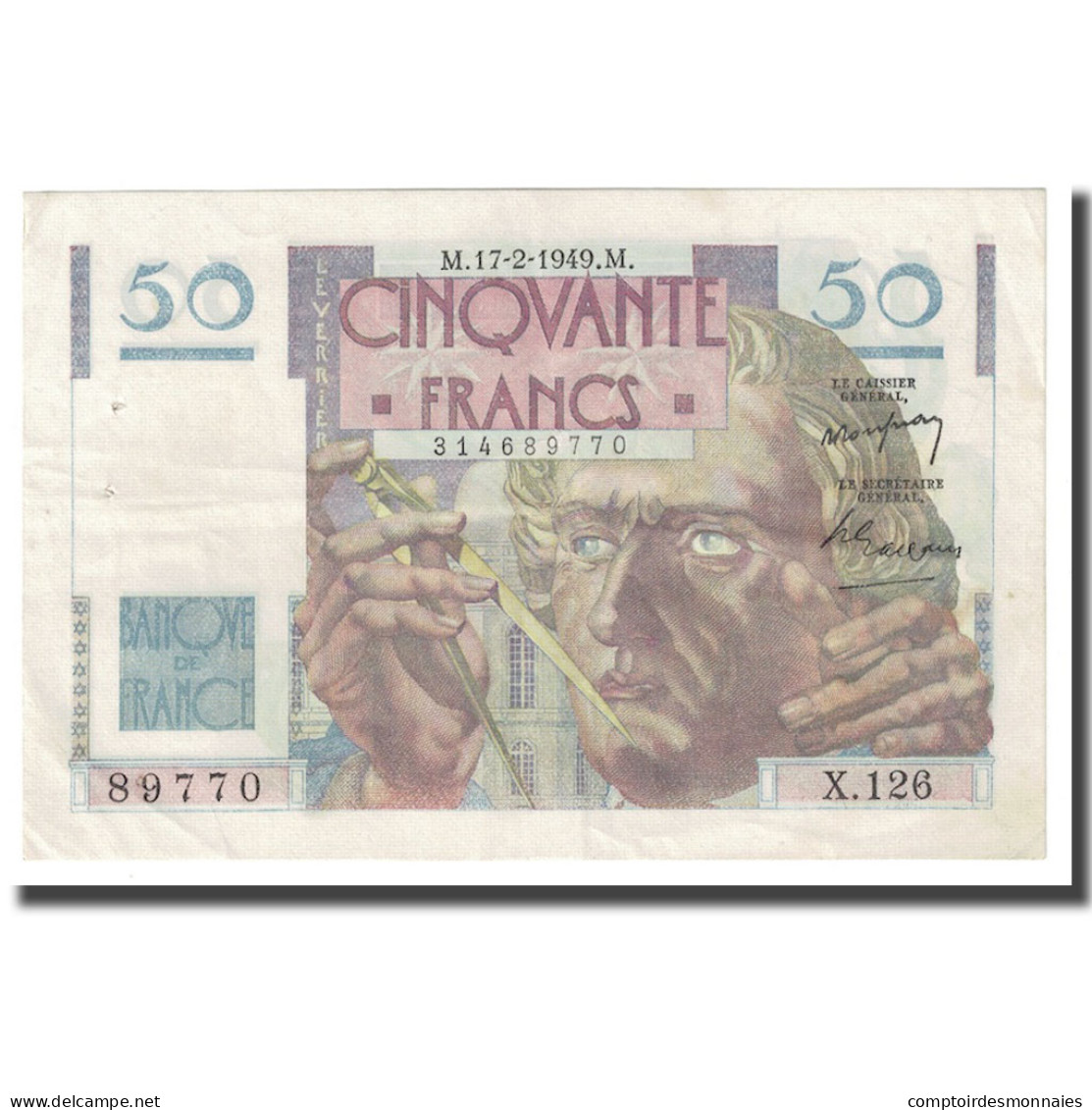 France, 50 Francs, Le Verrier, 1949, 1949-02-17, SUP, Fayette:20.11, KM:127b - 50 F 1946-1951 ''Le Verrier''