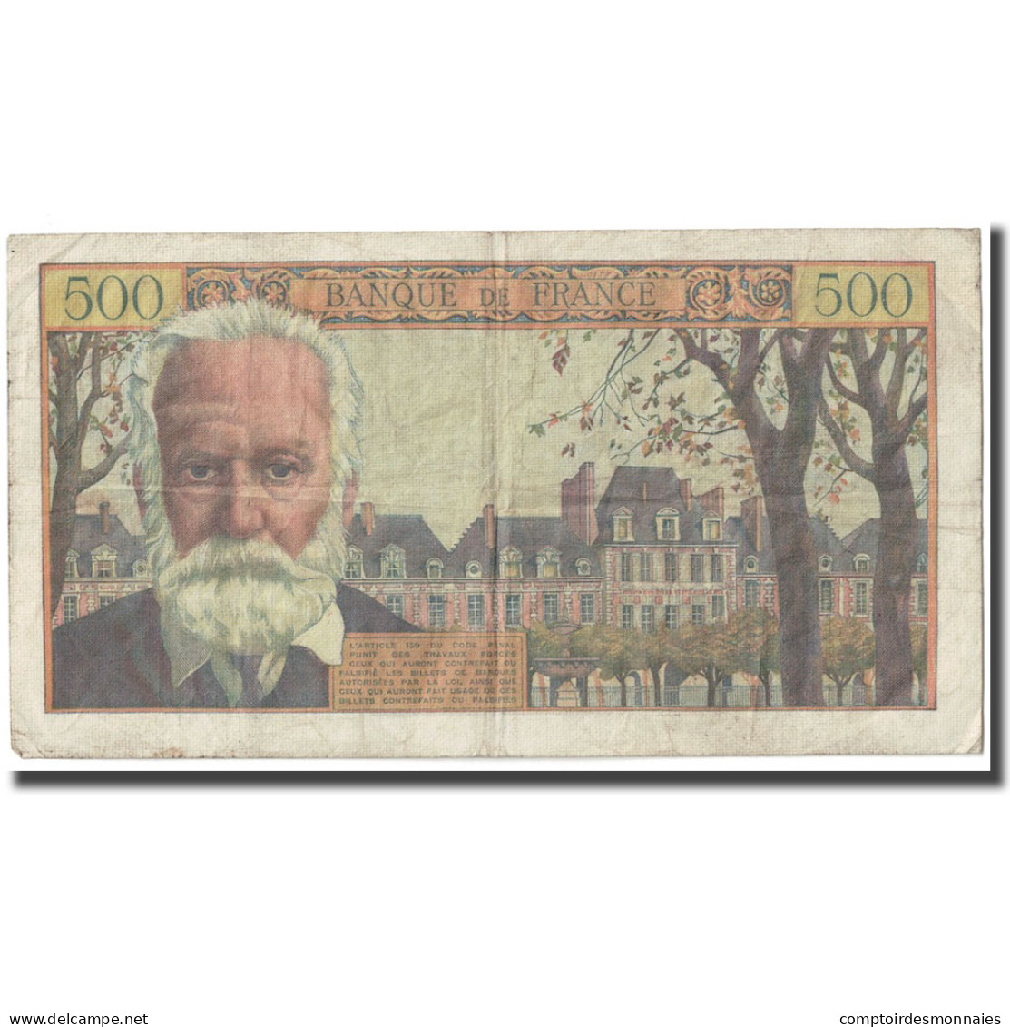 France, 500 Francs, Victor Hugo, 1957, 1957-02-07, TB, Fayette:35.06, KM:133b - 500 F 1954-1958 ''Victor Hugo''