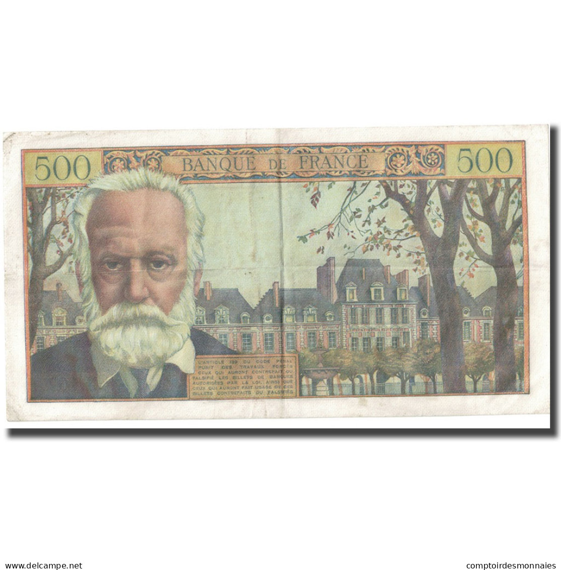 France, 500 Francs, Victor Hugo, 1958, 1958-10-30, TTB, Fayette:35.11, KM:133b - 500 F 1954-1958 ''Victor Hugo''