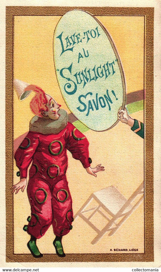 1 Carte Publi. Le Sunlight Savon  Circus Clown  Lith. A.Benard Savonnerie Lever Frères - Sonstige & Ohne Zuordnung