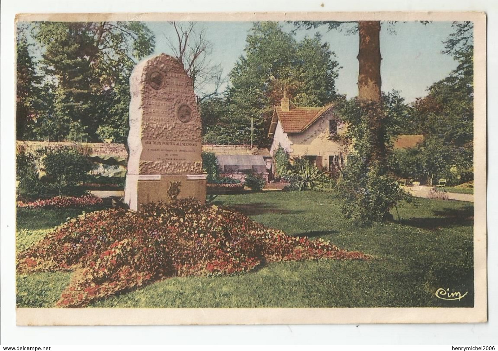 61 Orne Alençon Monument Aux Poètes Alençonnais Millet Et Loriot écrit Du Aout 1940 Visite Des Allemands Pour Draps ... - Alencon