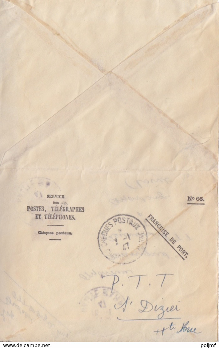 Lettre Réutilisée à Entête (PTT) à St Dizier Le 10/1/47 Sur 5F Gandon Vendu 4F50 Pour Montargis, Tarif Du 2/1/47 - Cartas & Documentos