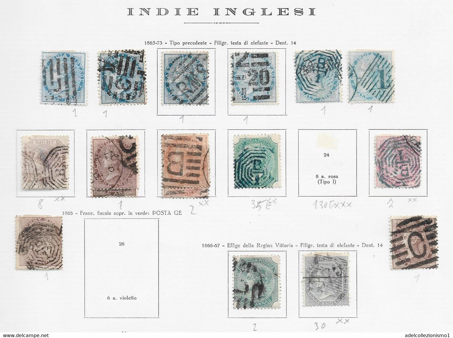 95563) INDIA INGLESE- LOTTO DI FRANCOBOLLI- 1865-67 VITTORIA - USATI- - Altri & Non Classificati