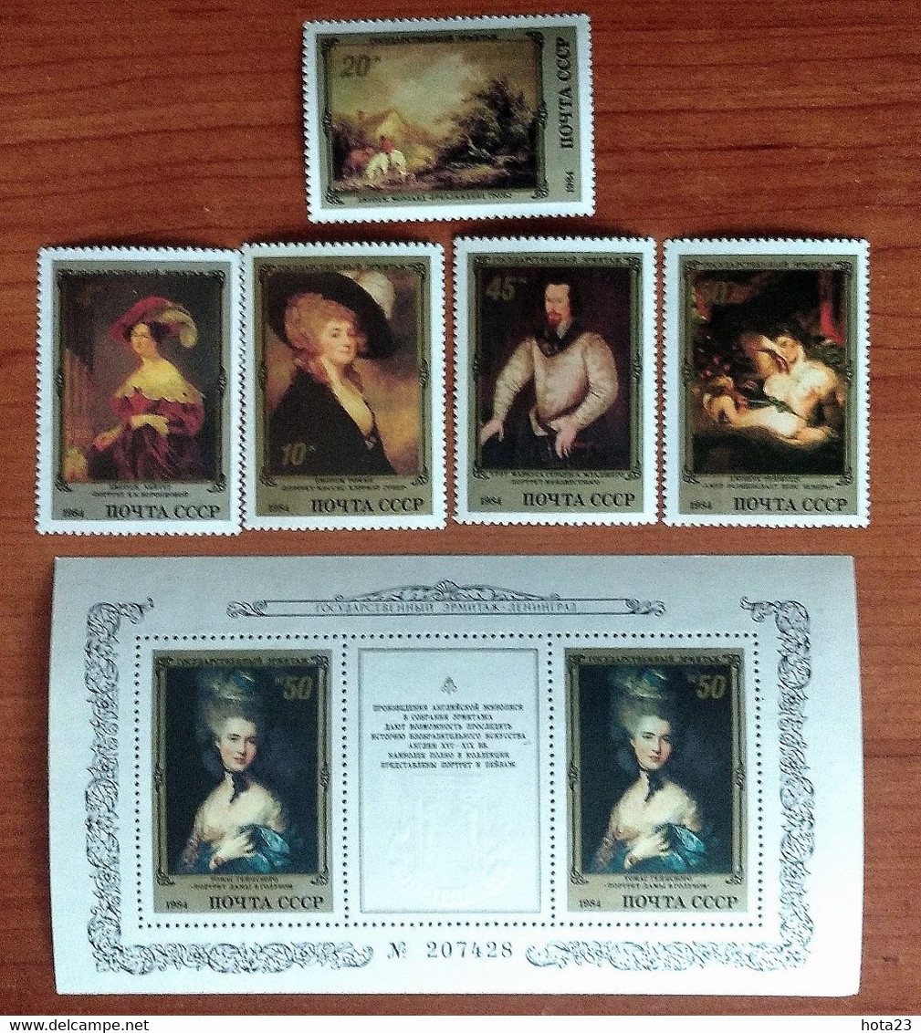 Russia Ex USSR MNH.Michel 5363-5368 Bl.171. Hermitage,by English Artists,.1984 MNH - Autres & Non Classés