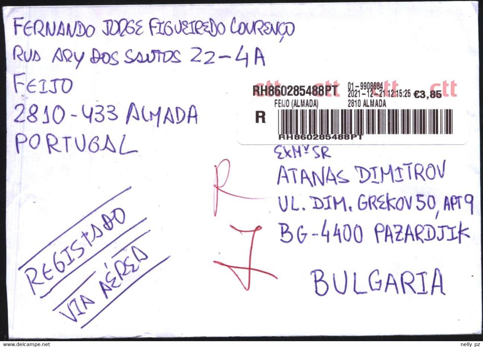 Mailed Cover (registered Letter) 2022  From Portugal Portugal - Briefe U. Dokumente