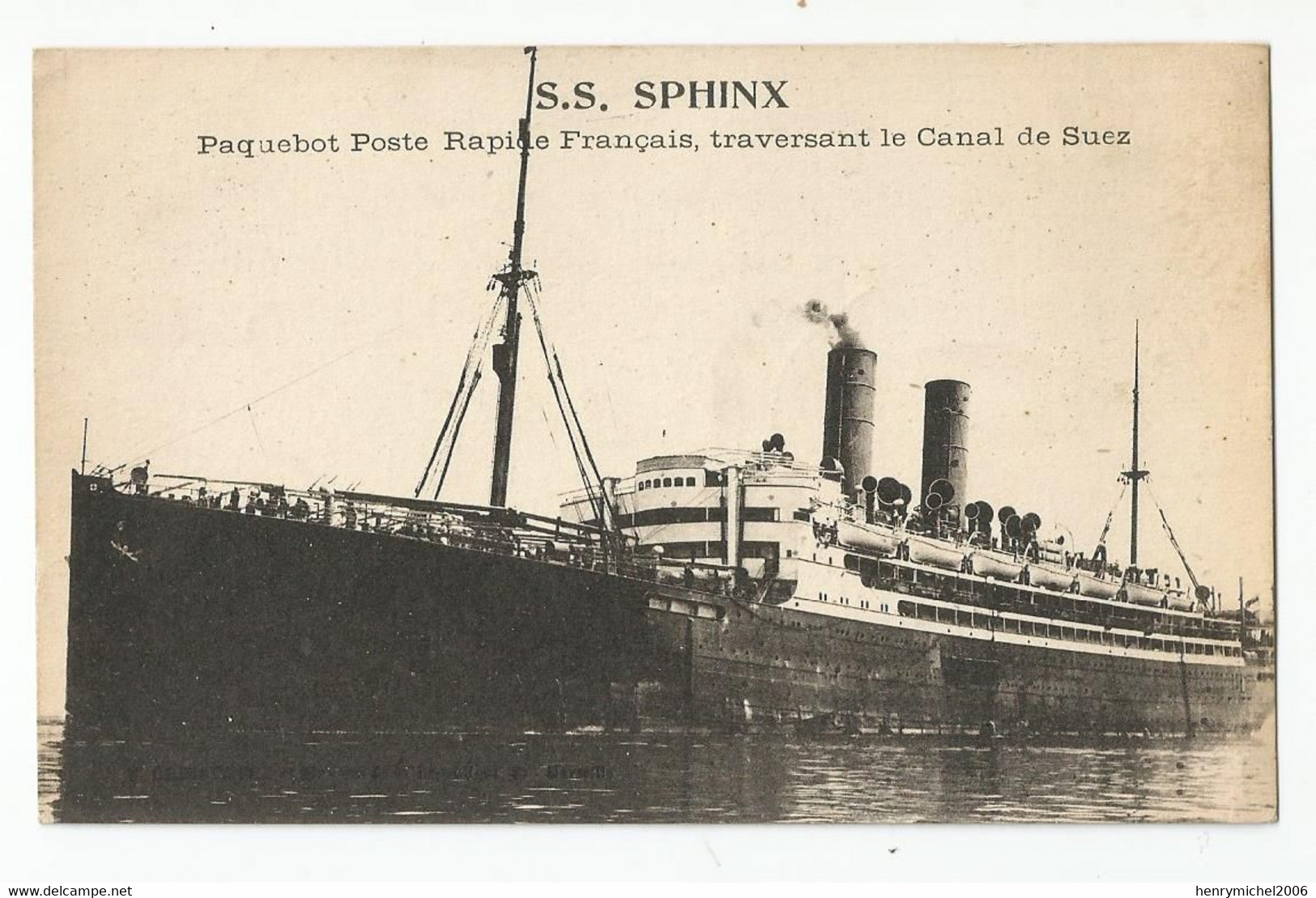 Cpa Bateau Paquebot Ss Sphinx Poste Rapide Français Traversant Le Canal De Suez - Piroscafi