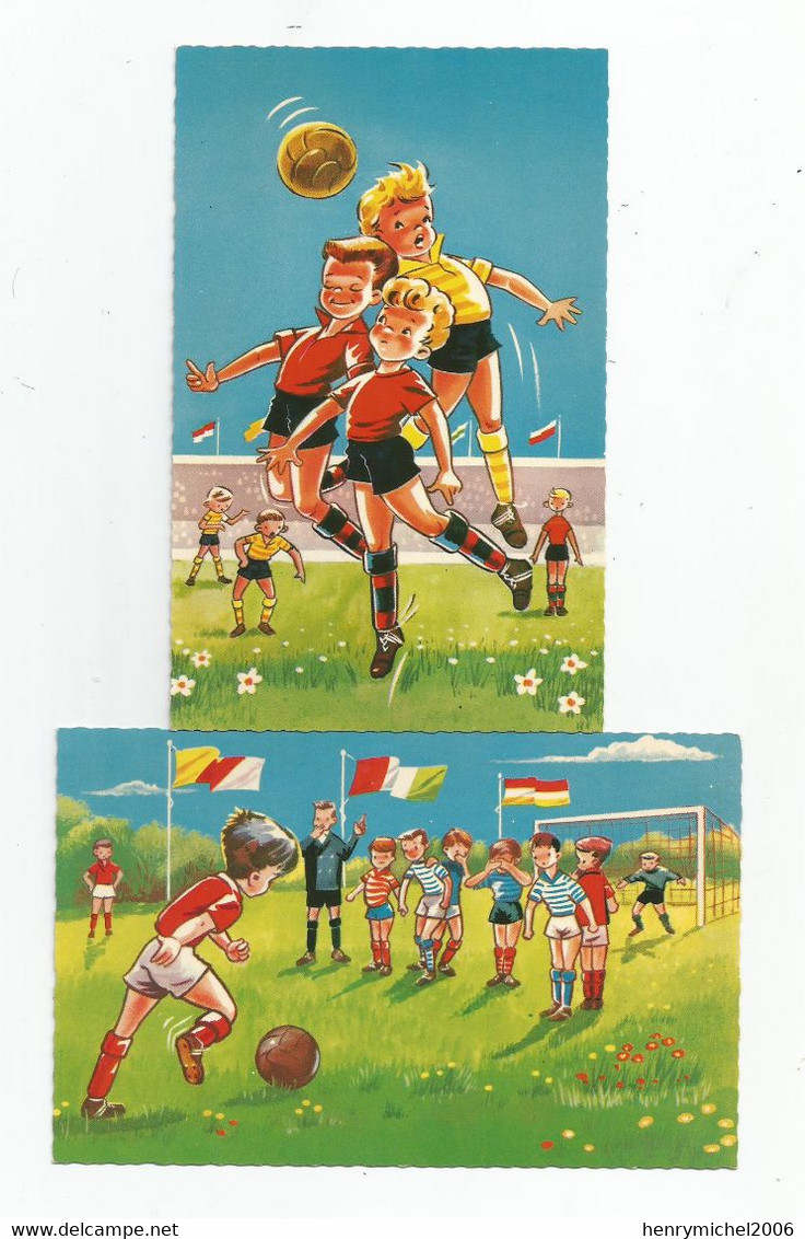 Lot 2 Cpsm Football Enfants Printed In Holland - Football