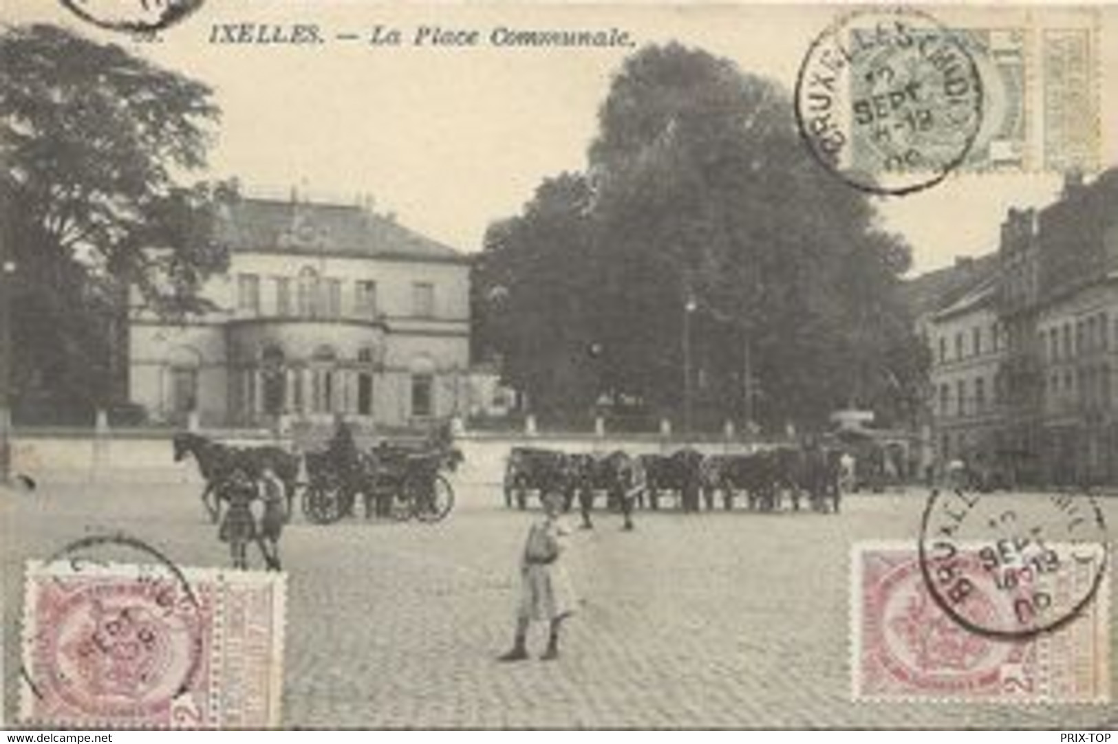 REF3954/ CP-PK Ixelles La Place Communale Animée Calèche Chevaux - Ixelles - Elsene