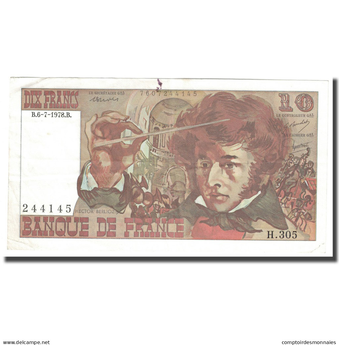 France, 10 Francs, Berlioz, 1978, 1978-07-06, SPL, Fayette:63.25, KM:150c - 10 F 1972-1978 ''Berlioz''