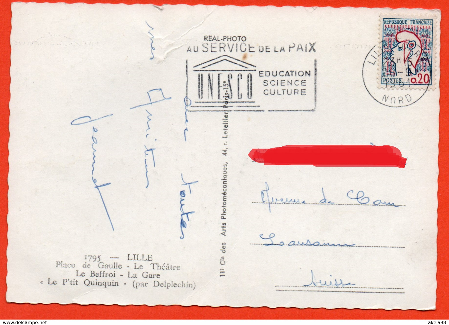FRANCIA 1961 - MARIANNE DI COCTEAU TIPO I - UNESCO - LILLE PIAZZA DE GAULLE - TEATRO - BEFFROI - STAZIONE FERROVIARIA - 1961 Marianne (Cocteau)