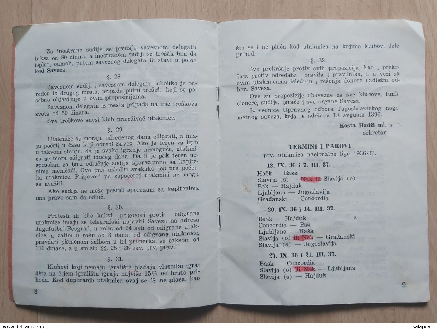 JUGOSLAVENSKI NOGOMETNI SAVEZ BEOGRAD  PROPOZICIJE DRŽAVNOG PRVENSTVA 1936-37  YUGOSLAV FOOTBALL ASSOCIATION - Bücher