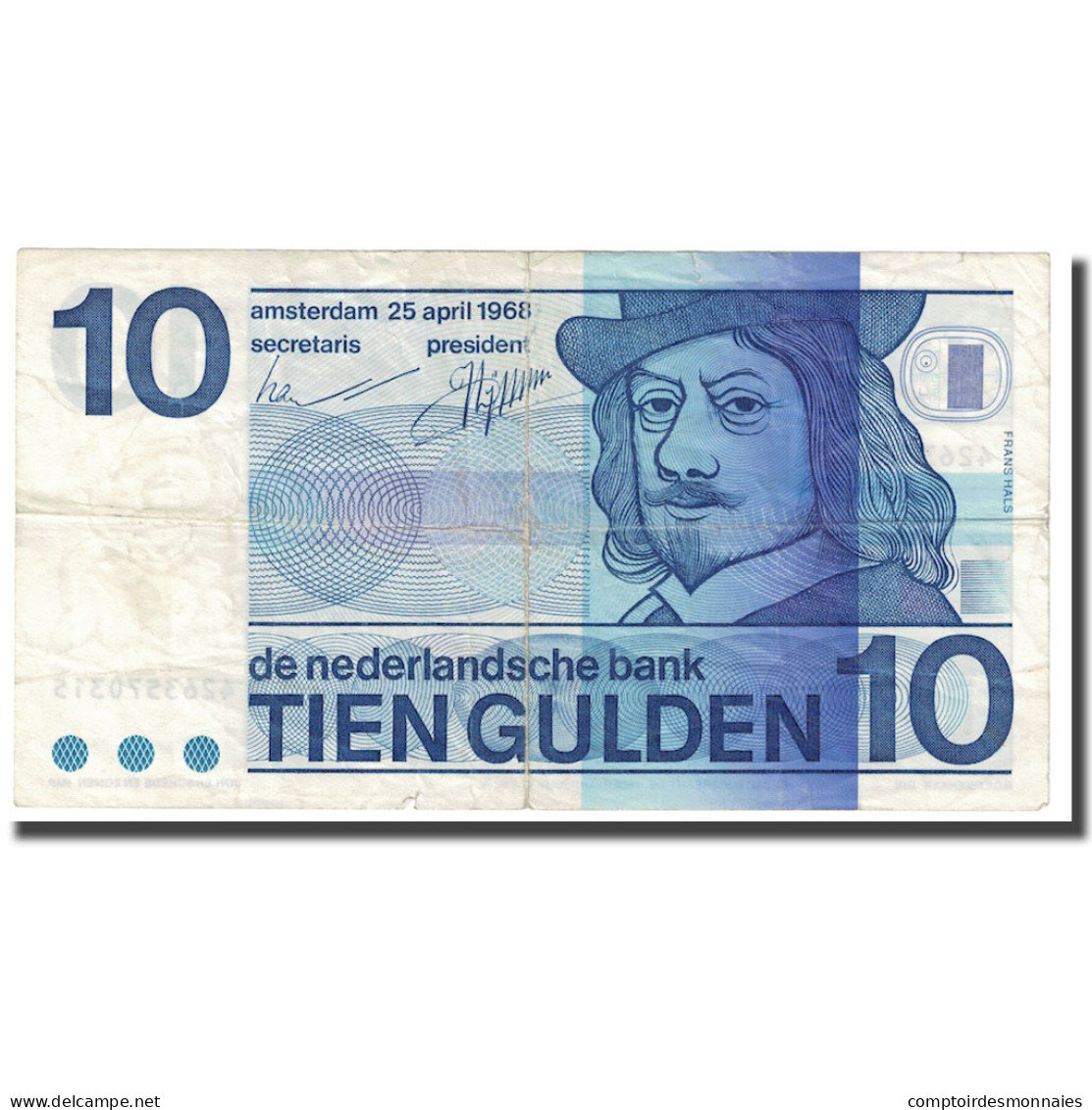 Billet, Pays-Bas, 10 Gulden, 1968, 1968-04-25, KM:91b, TB+ - 10 Florín Holandés (gulden)