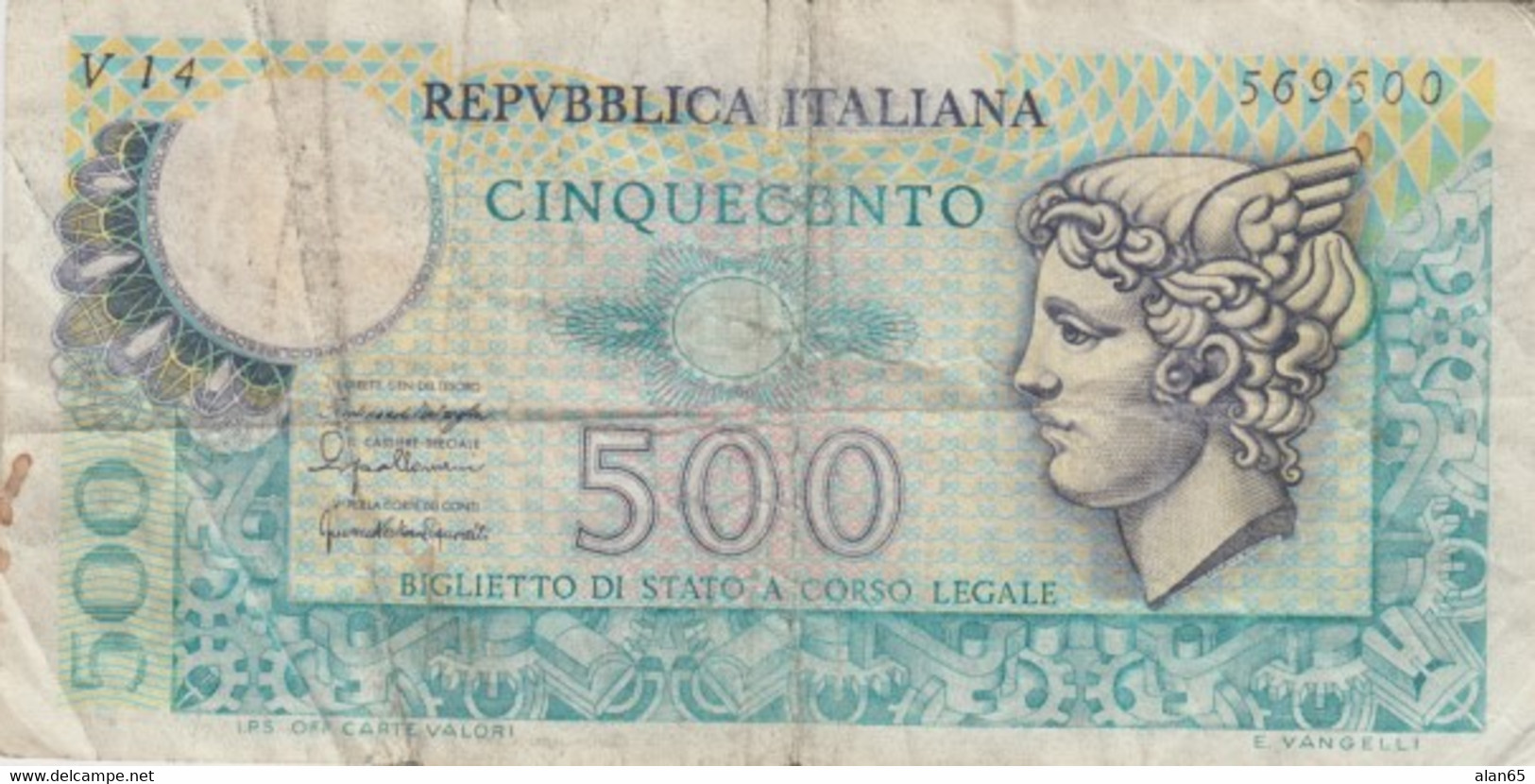 Italy #95, 500 Lire 1976 Banknote - 500 Lire