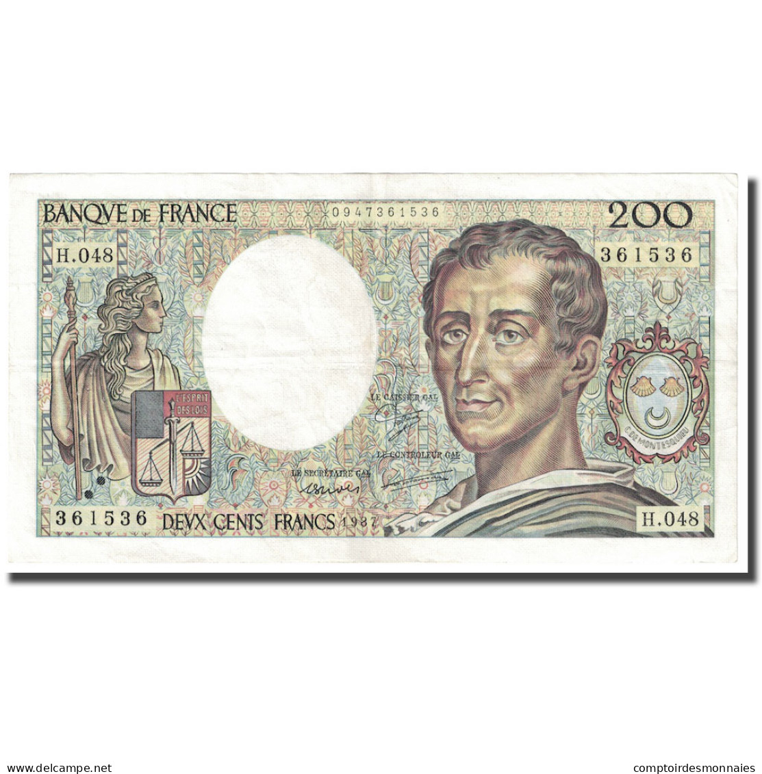 France, 200 Francs, Montesquieu, 1987, TTB+, Fayette:70.7, KM:155b - 200 F 1981-1994 ''Montesquieu''