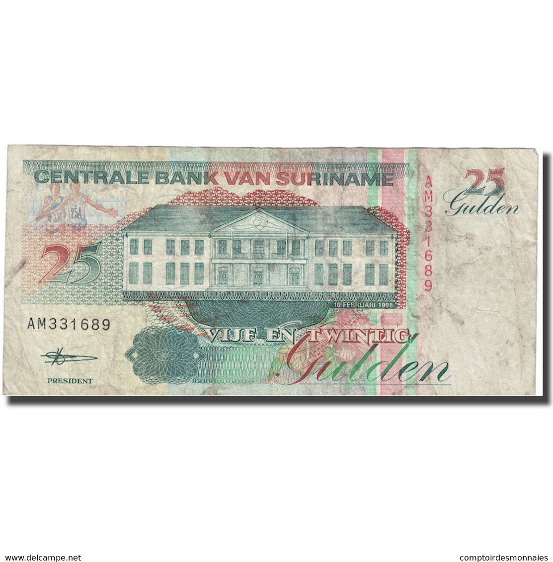 Billet, Surinam, 25 Gulden, 1998, 1998-02-10, KM:138d, TB+ - Surinam